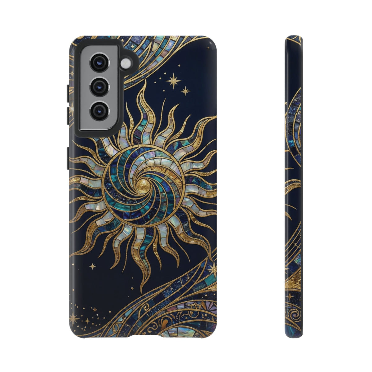 Elegant Navy & Gold Solar Spiral Phone Case