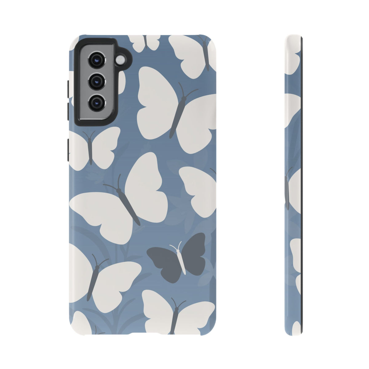 Minimalist Light Blue Butterfly Pattern Phone Case - Blue Phone Case - Samsung Galaxy S21 Plus / Glossy