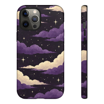 Illustrated Purple Clouds & Stars Phone Case