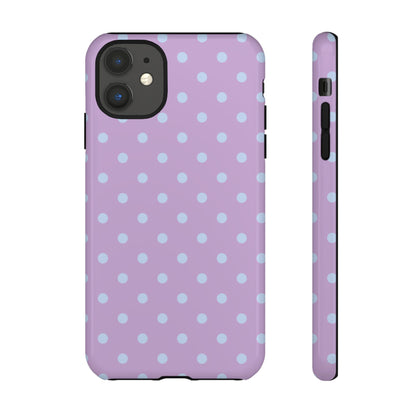 Trendy Lilac & Ice Blue Dot Pattern Phone Case