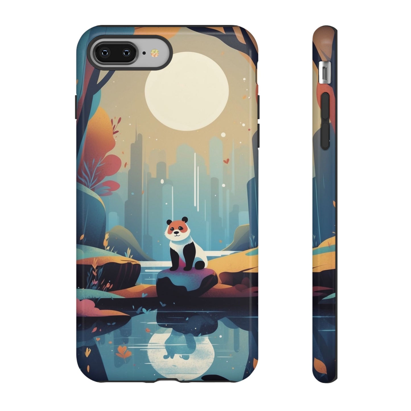 iPhone 8 Plus / Glossy Phone Case - Stylised Panda Design Phone Case