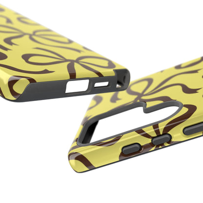 Bold Butter Yellow and Chocolate Brown Bow Pattern Phone Case