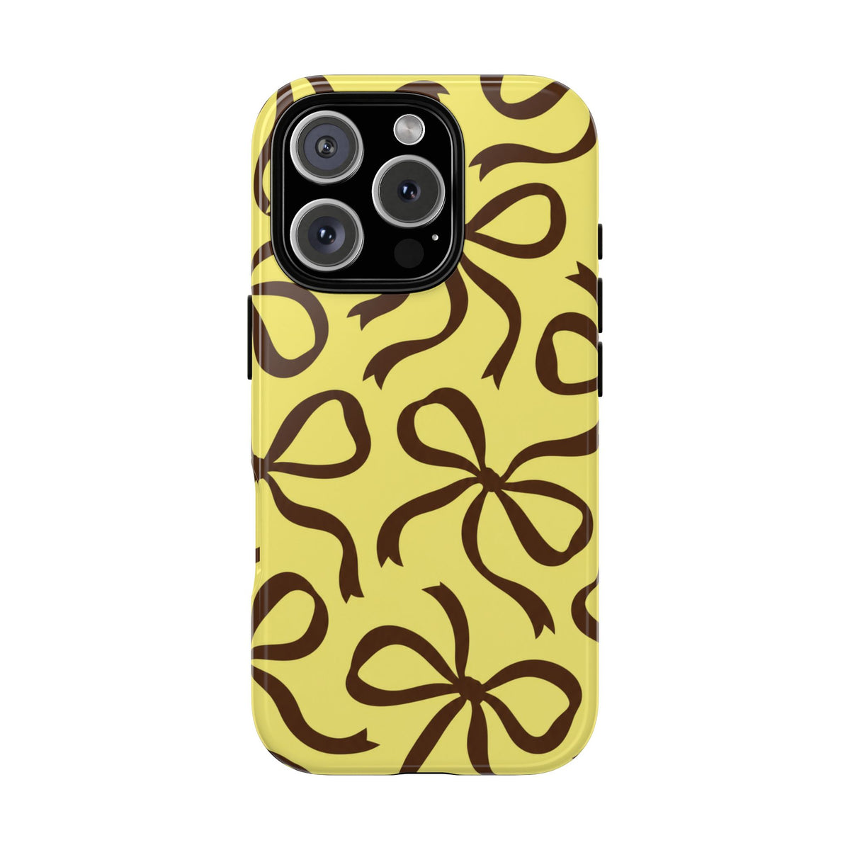 Bold Butter Yellow and Chocolate Brown Bow Pattern Phone Case