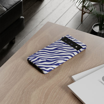 Stylish Electric Blue Zebra Print Phone Case