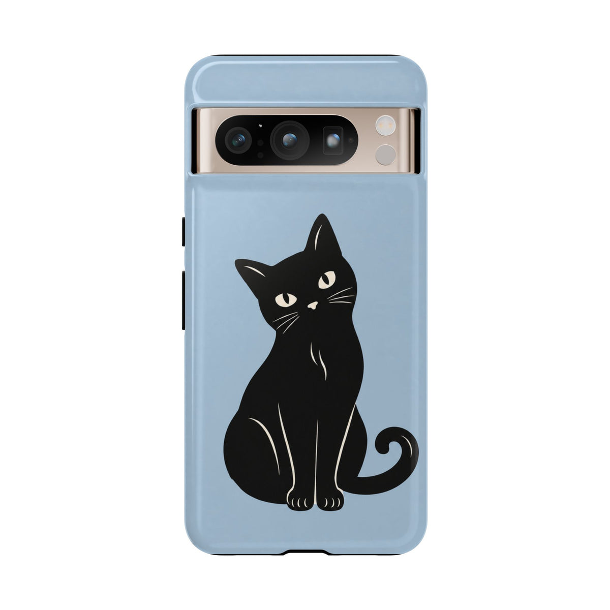 Minimalist Powder Blue & Black Cat Phone Case