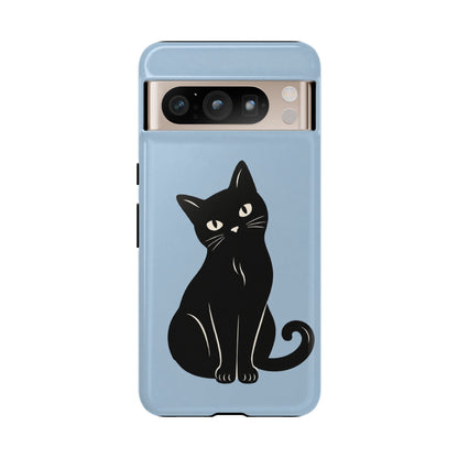 Minimalist Powder Blue & Black Cat Phone Case