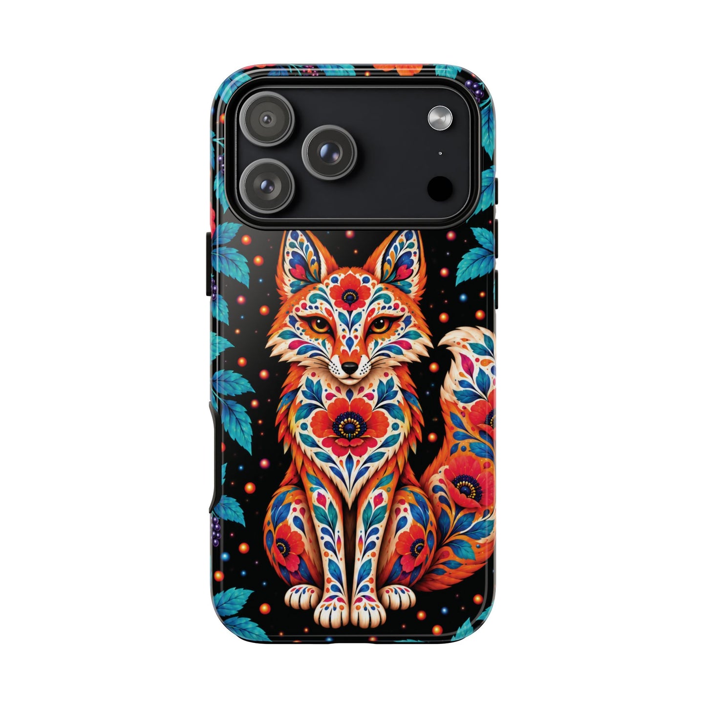 Vibrant Orange and Turquoise Calavera Fox Phone Case - Multicolor Phone Case - iPhone 17 Pro Max / Glossy