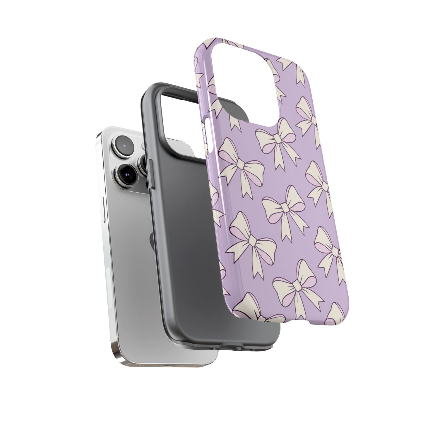 Chic Lilac Bow Pattern Phone Case