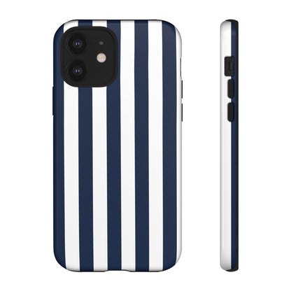Simple Dark Blue & White Stripe Pattern Phone Case - White Phone Case - iPhone 12 / Glossy