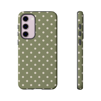 Samsung Galaxy S23 Plus / Glossy Phone Case - ’Green & White Dot Pattern’ Phone Case
