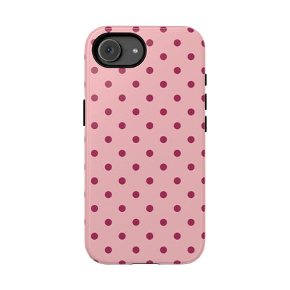Pink with Red Dot Pattern Phone Case - Pink Phone Case - iPhone 17e / Glossy