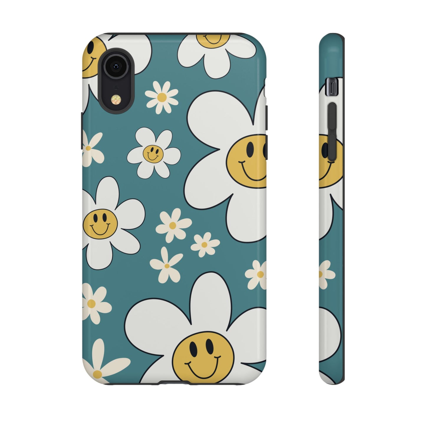 Fun Retro Daisy Pattern with Light Blue Background Phone Case - Blue Phone Case - iPhone XR / Glossy