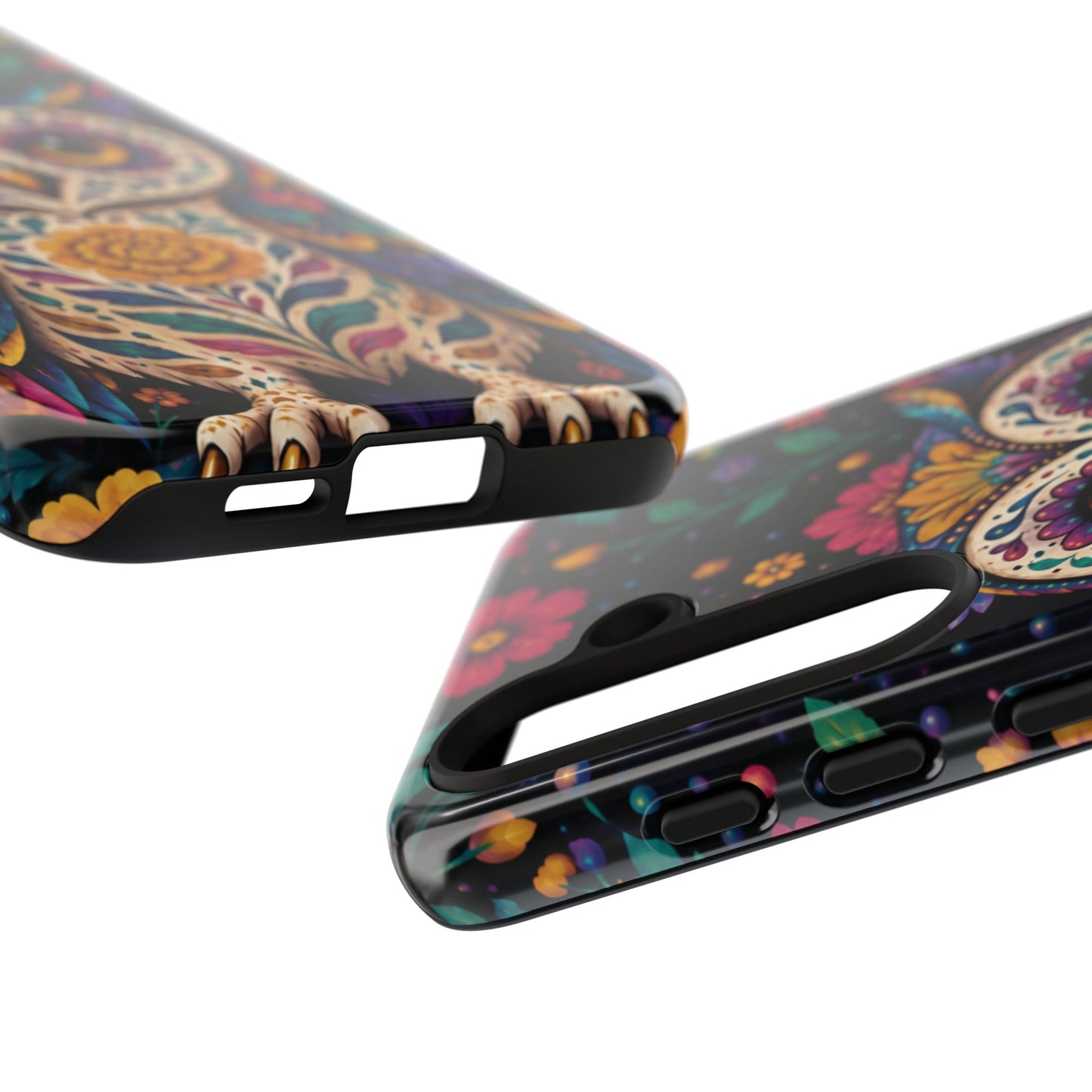 Vibrant Purple and Teal Calavera Owl Phone Case - Multicolor Phone Case