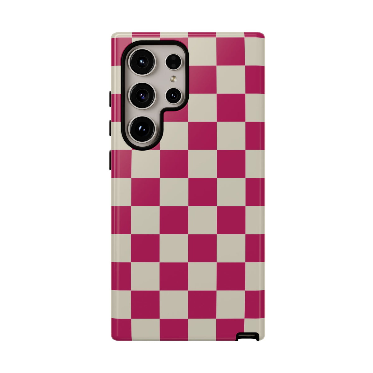 Pink & White Checked Pattern Phone Case - Pink Phone Case - Samsung Galaxy S24 Ultra / Glossy