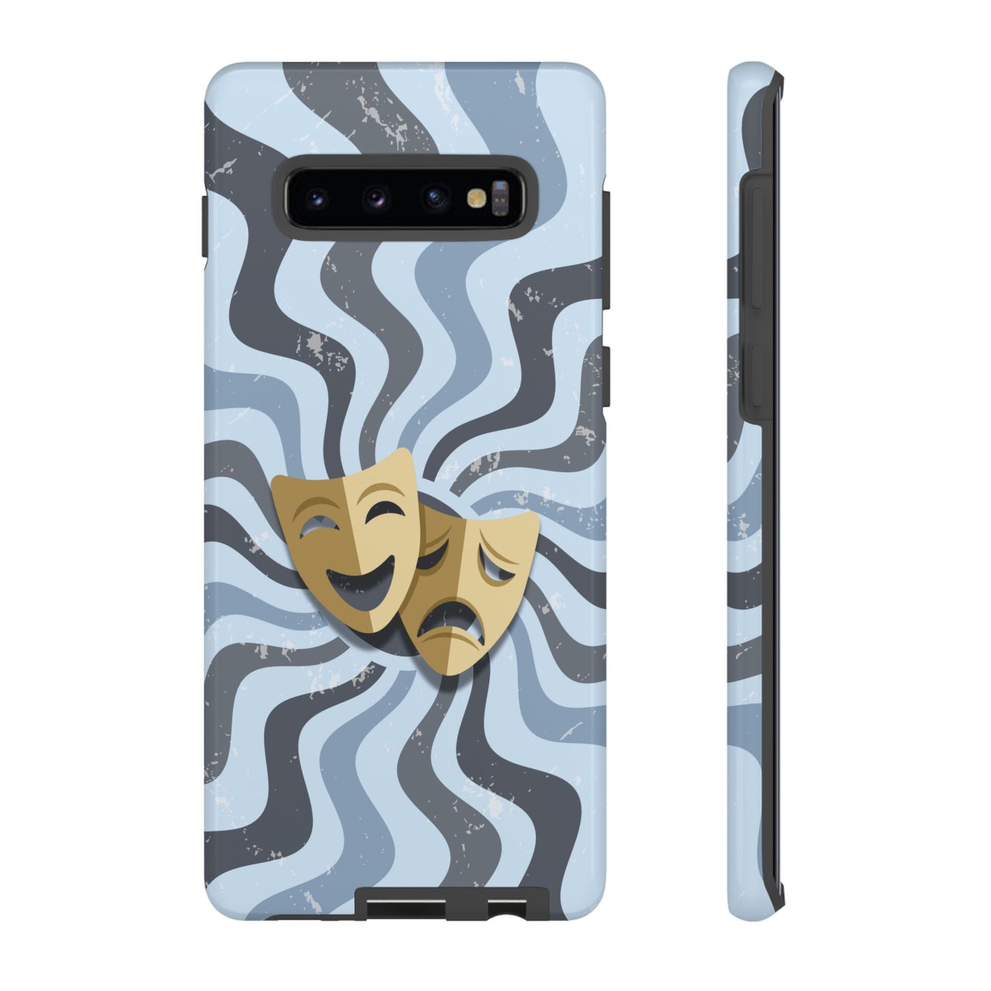 Comedy & Tragedy Masks – Blue Minimal Retro Wave Phone Case - Blue Phone Case