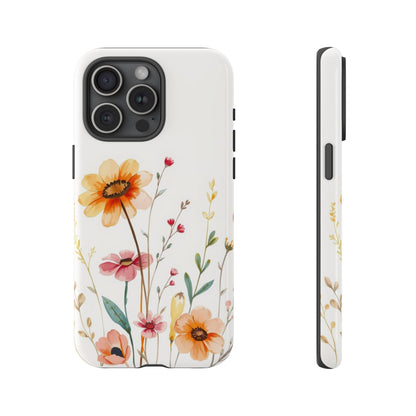 iPhone 15 Pro Max / Glossy Phone Case - Boho Chic Watercolour Wild Blooms Pattern Phone Case