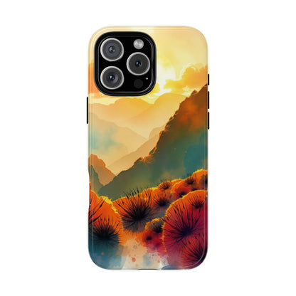 iPhone 16 Pro Max / Glossy Phone Case - Ideallic Watercolour Sunset Design Phone Case