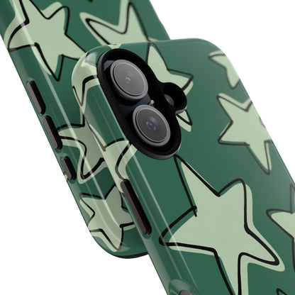 Forest Green Doodle Star Phone Case