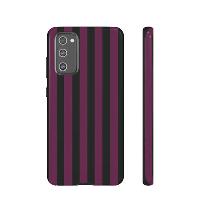 Samsung Galaxy S20 FE / Glossy Phone Case - Trendy Plum & Black Stripe Pattern Phone Case
