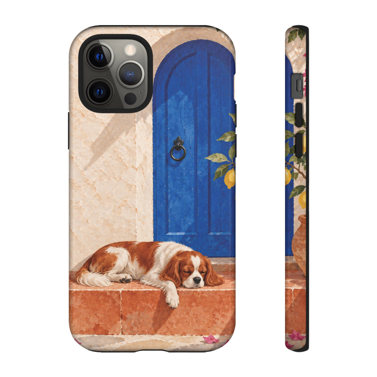 Cavalier King Charles Spaniel Blue Door Siesta Phone Case - Multicolor Phone Case - iPhone 12 Pro / Glossy