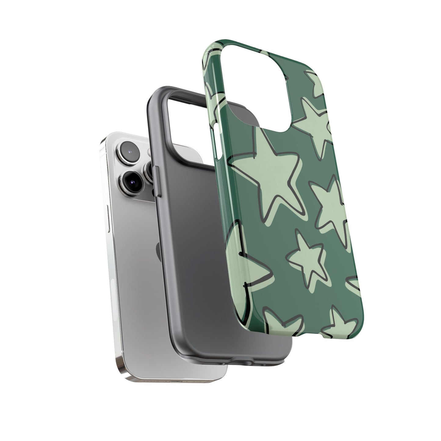 Forest Green Doodle Star Phone Case