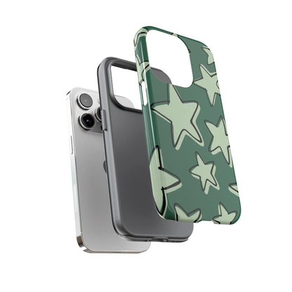 Forest Green Doodle Star Phone Case