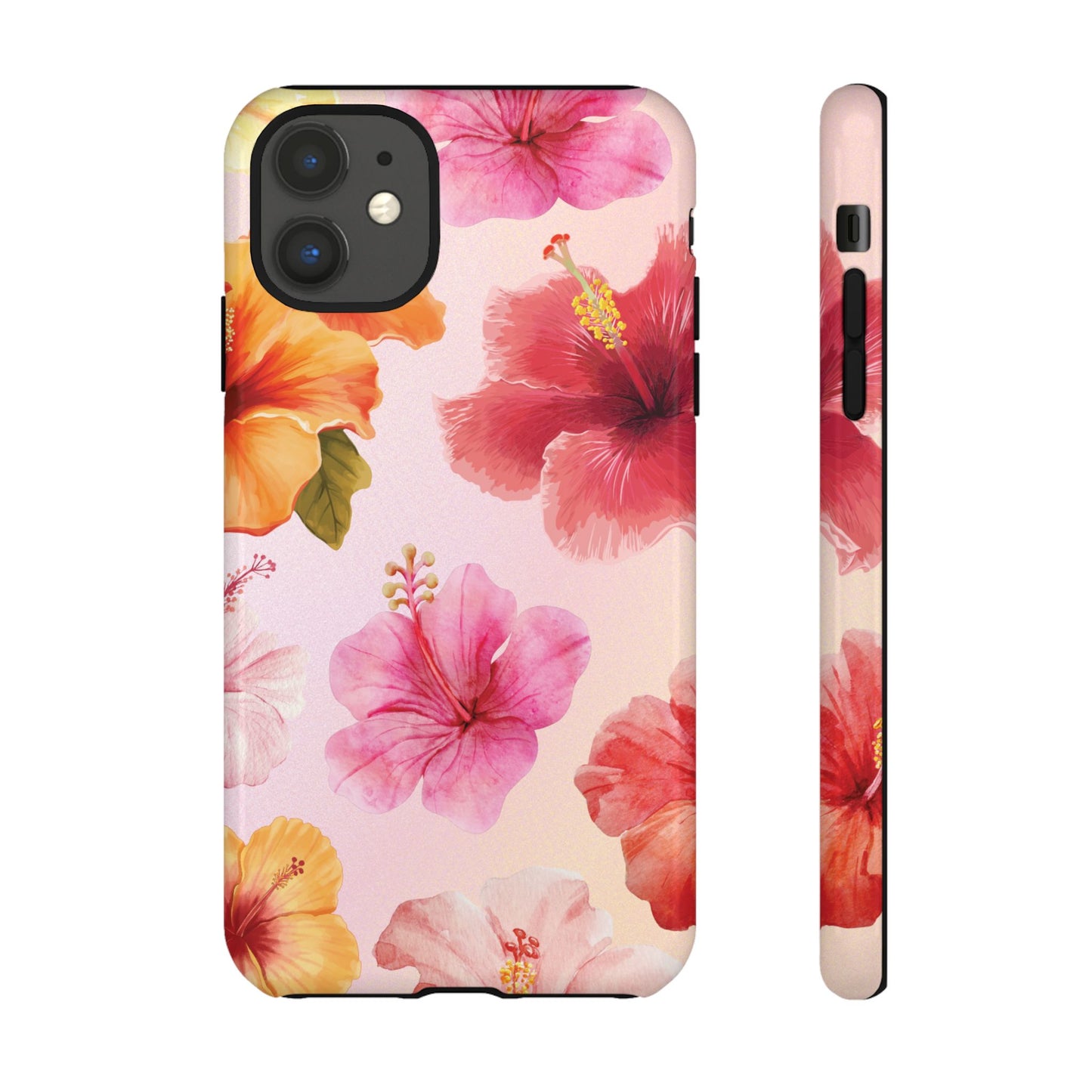 iPhone 11 / Glossy Phone Case - ’Pink Hibiscus Pattern #2’ Phone Case