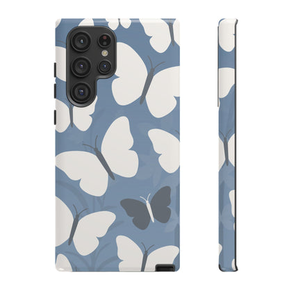 Samsung Galaxy S22 Ultra / Glossy Phone Case - Minimalist Light Blue Butterfly Pattern Phone Case