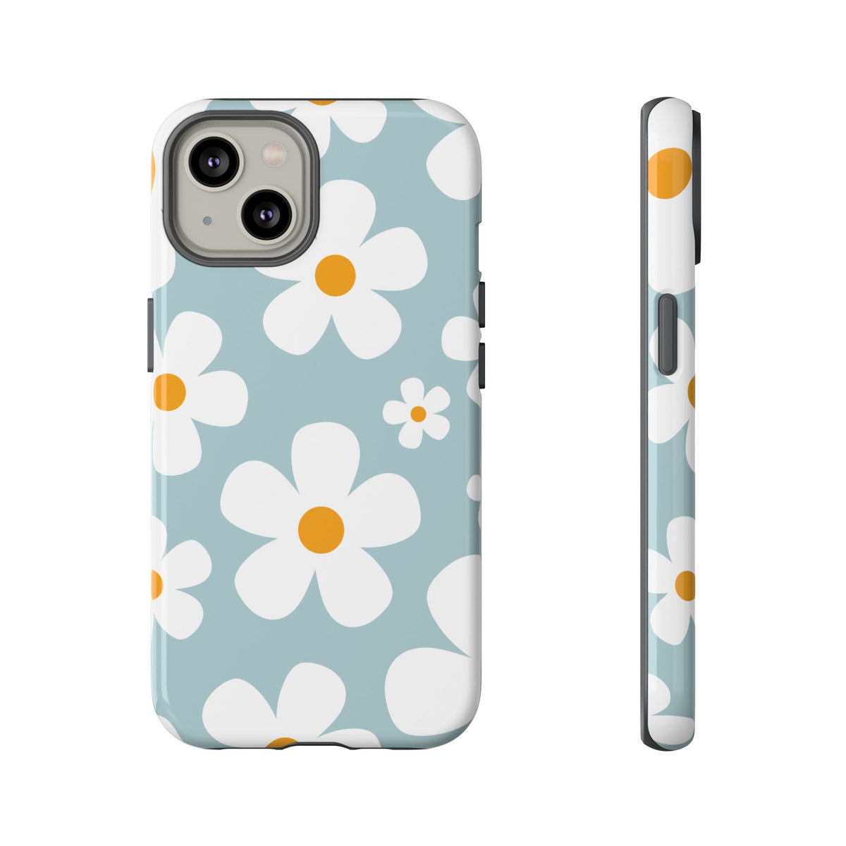 Cute Blue Daisy Pattern Phone Case - Blue Phone Case - iPhone 14 / Glossy