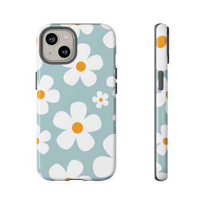 Cute Blue Daisy Pattern Phone Case - Blue Phone Case - iPhone 14 / Glossy