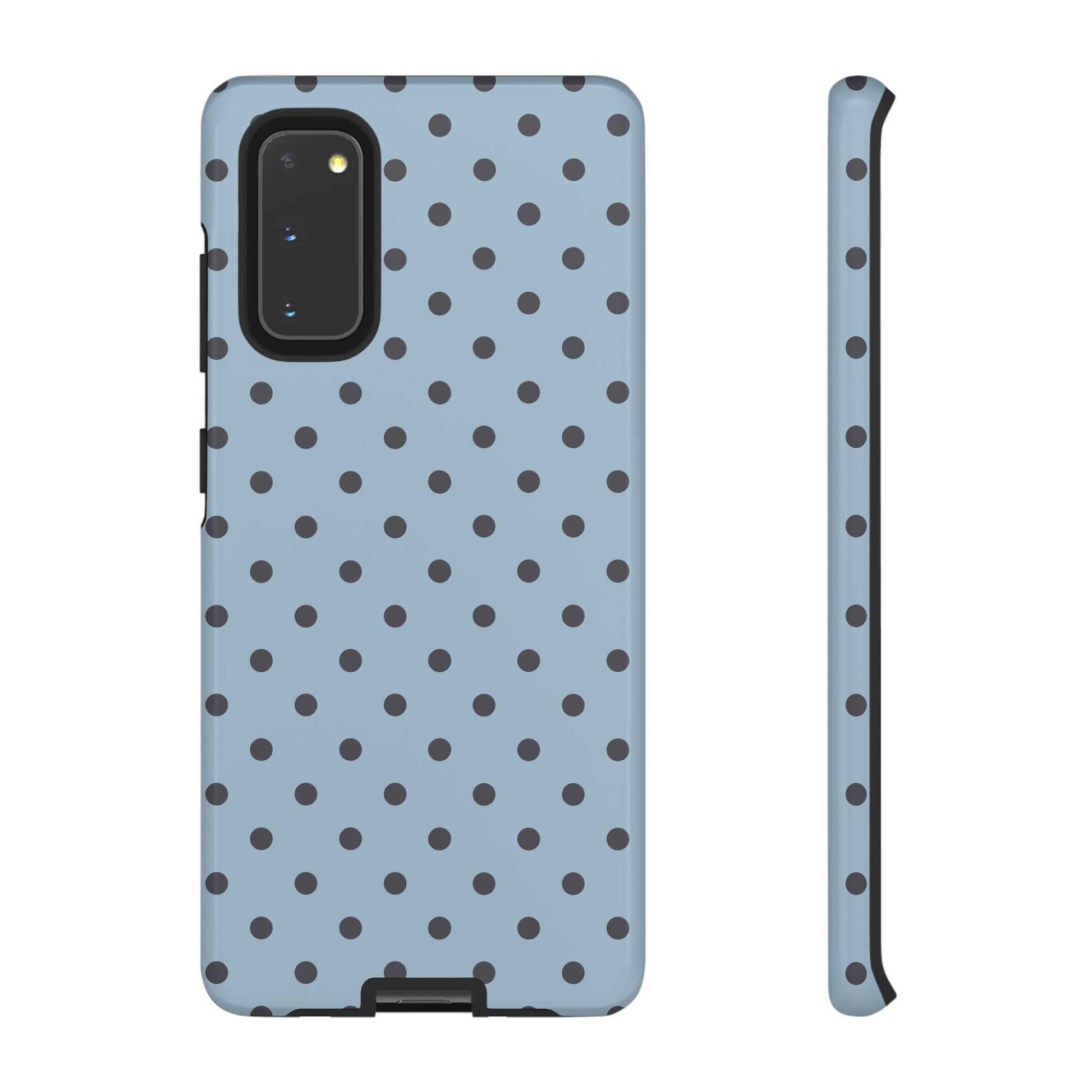 Samsung Galaxy S20 / Glossy Phone Case - Light Blue with Dark Blue Dot Pattern Phone Case