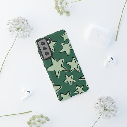 Forest Green Doodle Star Phone Case