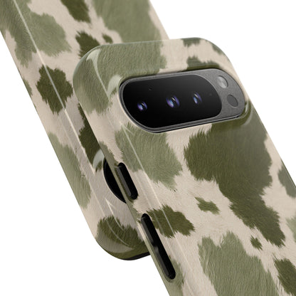 Stylish Olive Green Cow Print Phone Case