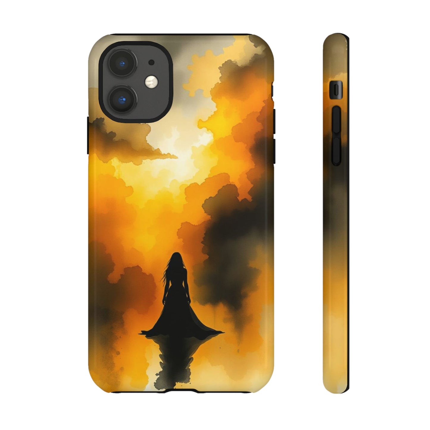 iPhone 11 / Glossy Phone Case - Watercolour Gothic Woman in Black Phone Case