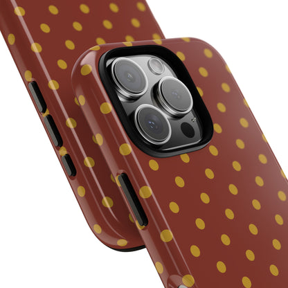 Phone Case - Trendy Brown & Mustard Dot Pattern Phone Case