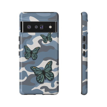Google Pixel 6 Pro / Glossy Phone Case - Light Blue Butterfly Camo Phone Case