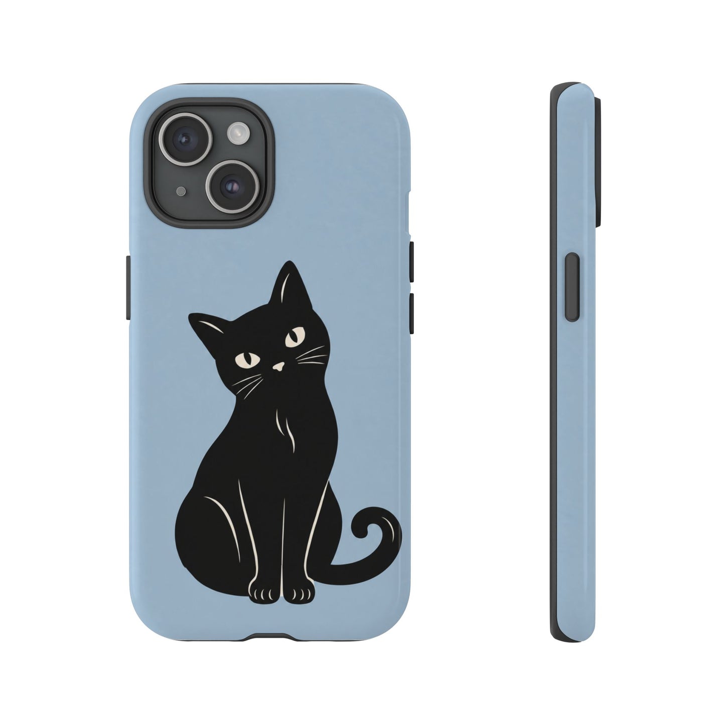 Minimalist Powder Blue & Black Cat Phone Case