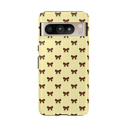 Retro Chocolate Brown Bow Pattern Phone Case
