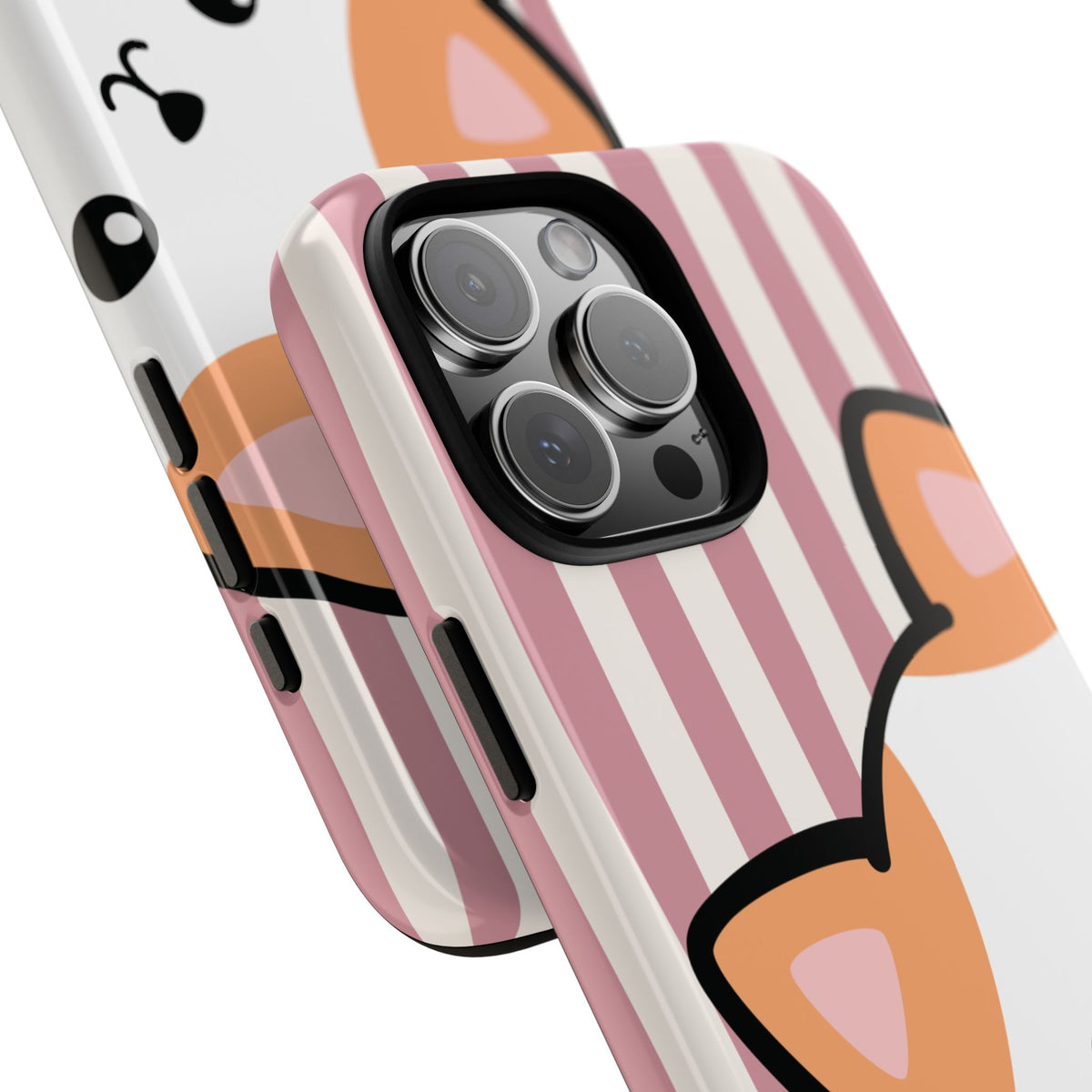 Playful Peakaboo Cat with Pink Stripe Pattern Phone Case - Pink Phone Case