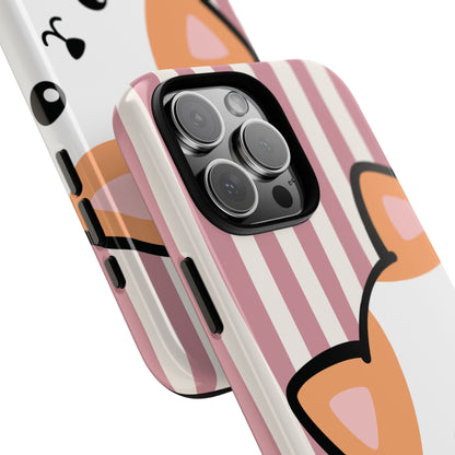 Playful Peakaboo Cat with Pink Stripe Pattern Phone Case - Pink Phone Case