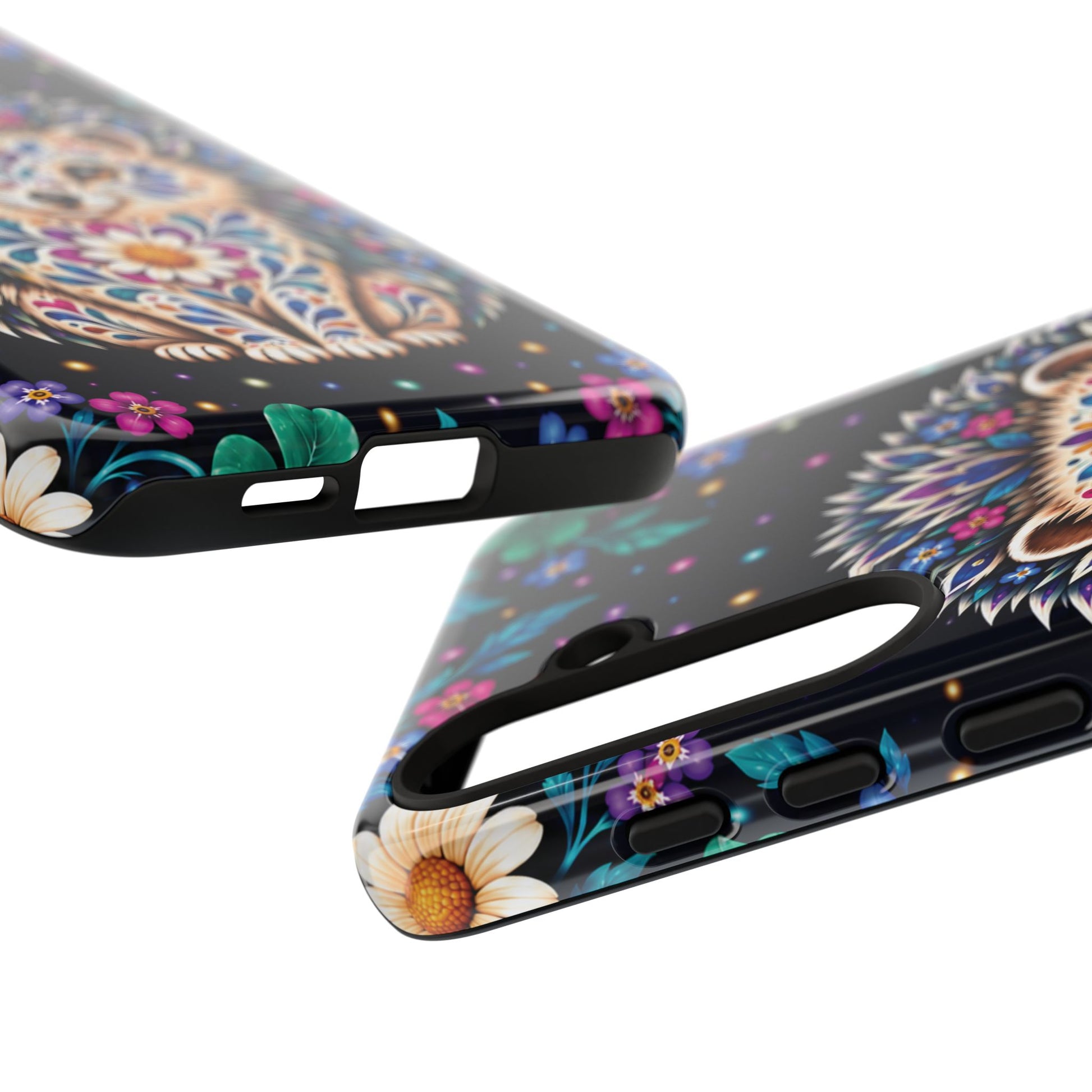 Vibrant Purple and Teal Calavera Hedgehog Phone Case - Multicolor Phone Case