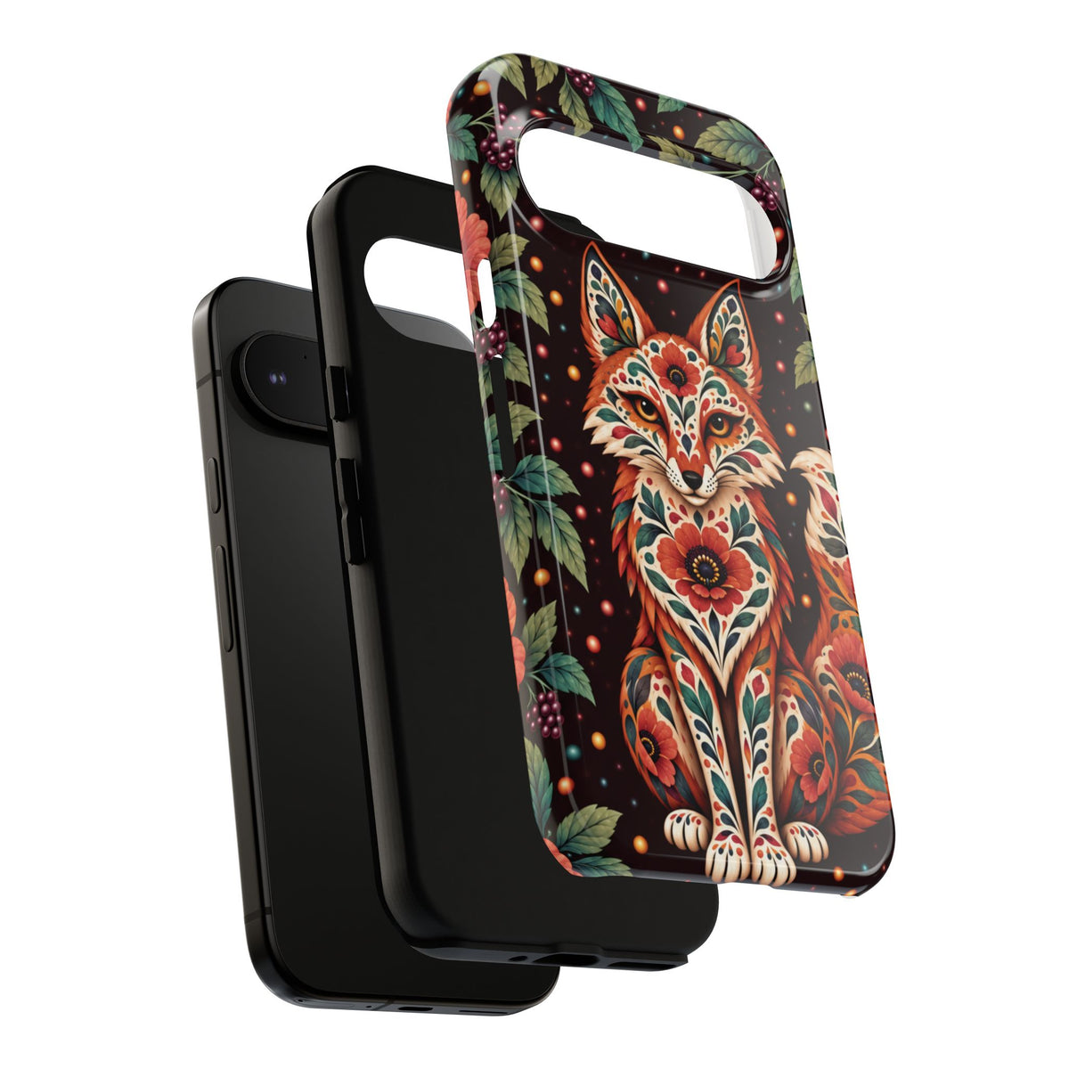 Vibrant Terracotta and Teal Calavera Fox Phone Case - Multicolor Phone Case