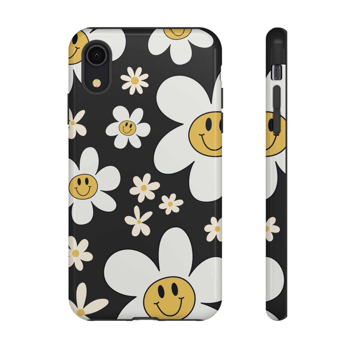 Fun Retro Daisy Pattern with Dark Grey Background Phone Case - Grey Phone Case - iPhone XR / Glossy