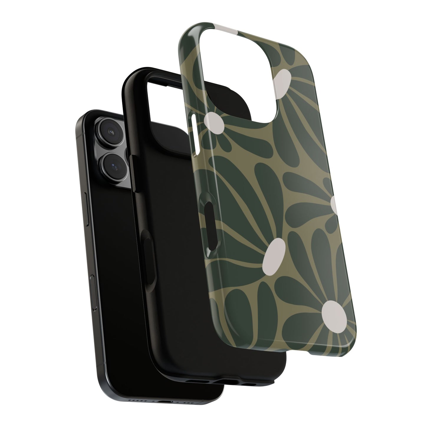 Phone Case - ’Retro Olive Green Daisy Pattern’ Phone Case