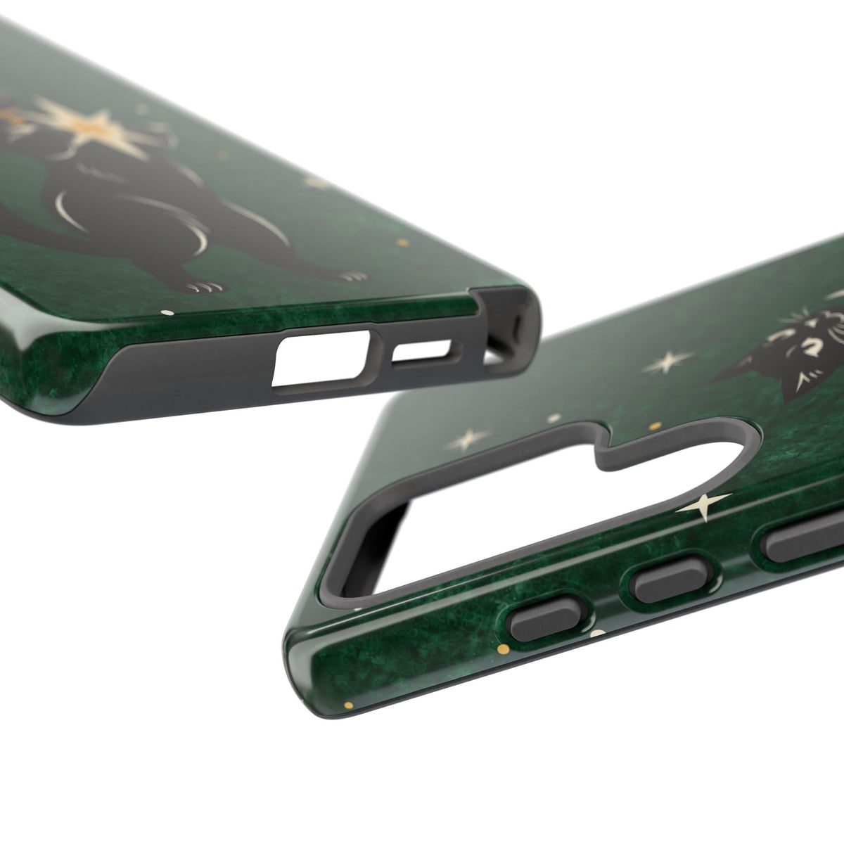Forest Green Celestial Black Cat Phone Case - Green Phone Case