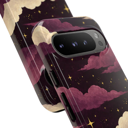 Illustrated Plum Clouds & Stars Phone Case