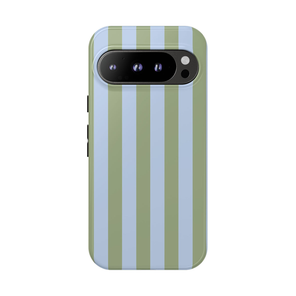 Trendy Ice Blue & Green Stripe Pattern Phone Case - Blue Phone Case - Google Pixel 9 Pro / Glossy