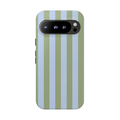Trendy Ice Blue & Green Stripe Pattern Phone Case - Blue Phone Case - Google Pixel 9 Pro / Glossy