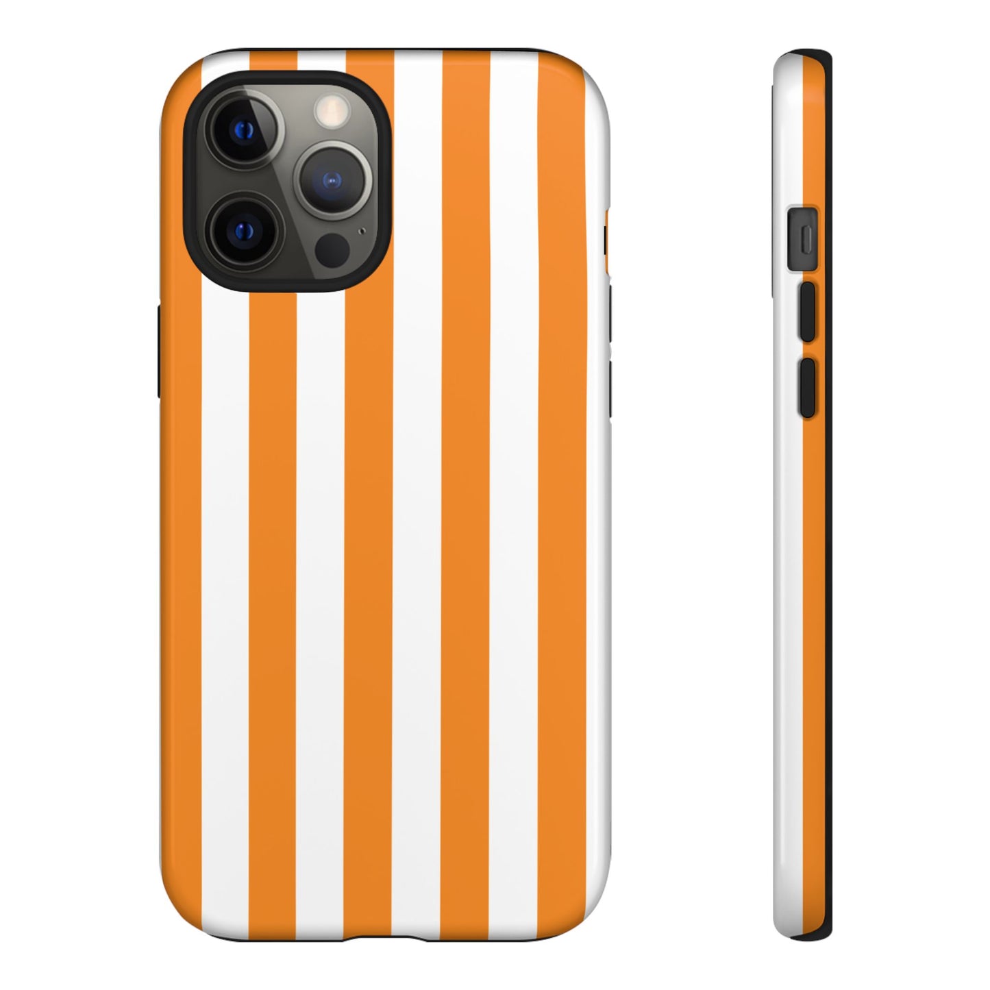 iPhone 12 Pro Max / Glossy Phone Case - Simple Yellow & White Stripe Pattern Phone Case