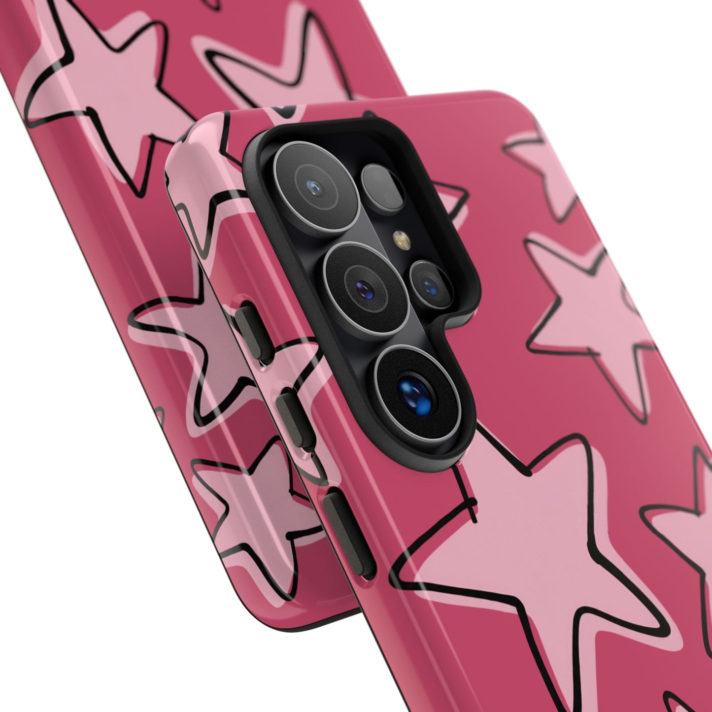 Raspberry Pink Doodle Star Phone Case